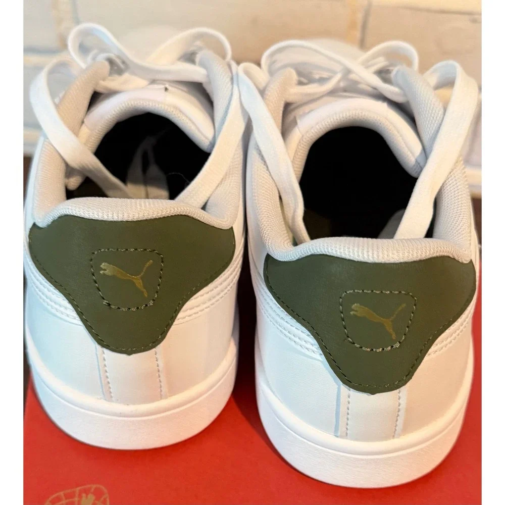 NWT Puma Ace Court Shoe Men 10.5 White Dark Green Gold Sneakers Tennis Retro Low